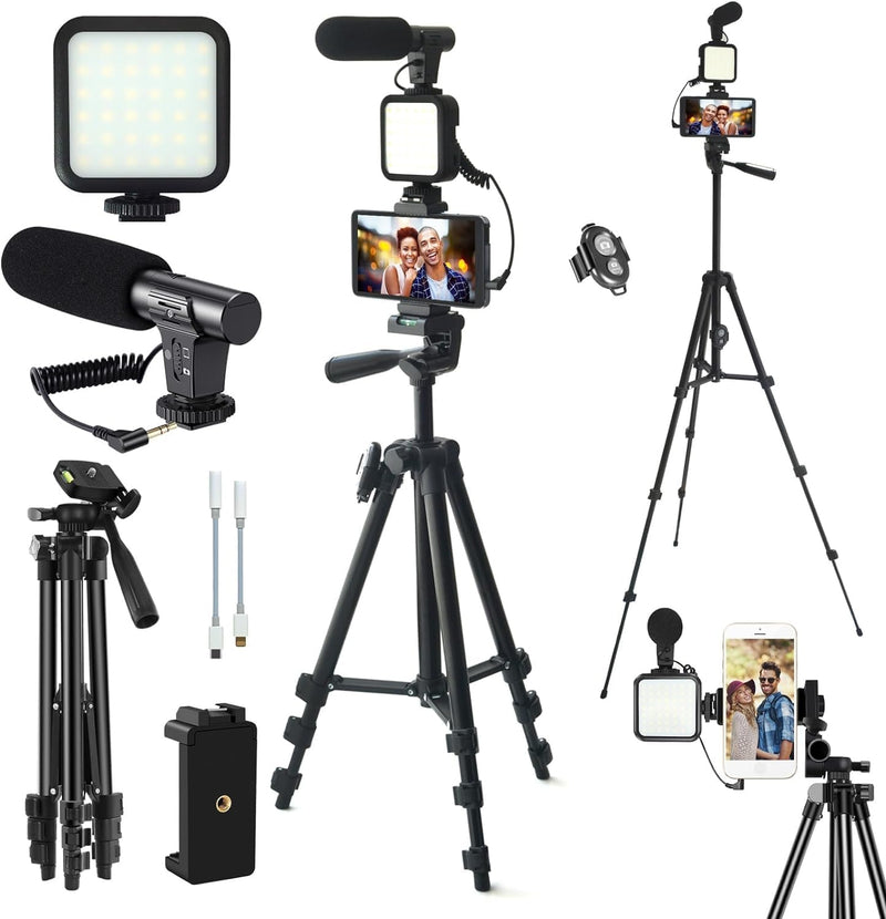 Vlogging-Kit, YouTube-Starter-Kit, Vlogging-Kit für iPhone/Android-Telefone/Kameras, Telefonhalter f