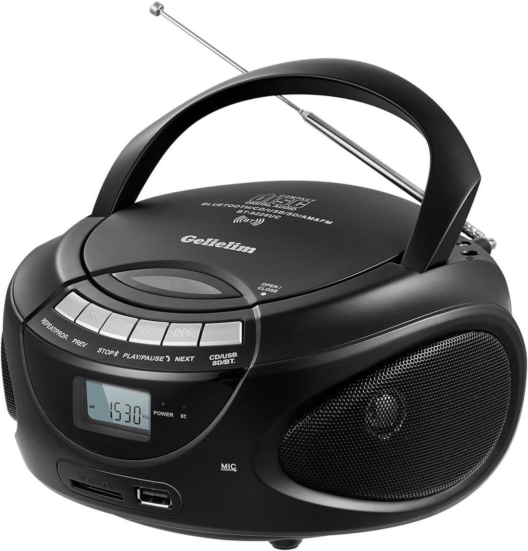 G Keni Tragbarer CD Spieler Boombox mit Bluetooth, AM/FM Radio, CD Boombox Unterstützung USB, SD, MM