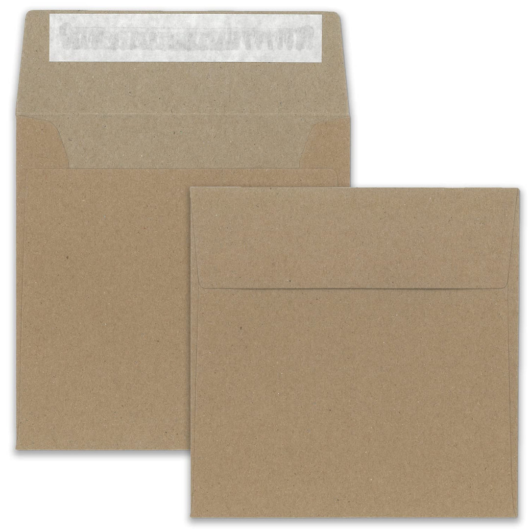 150 Kraftpapier Briefumschläge in Sandbraun - quadratisches Format 16 x 16 cm - Vintage Recycling Ku