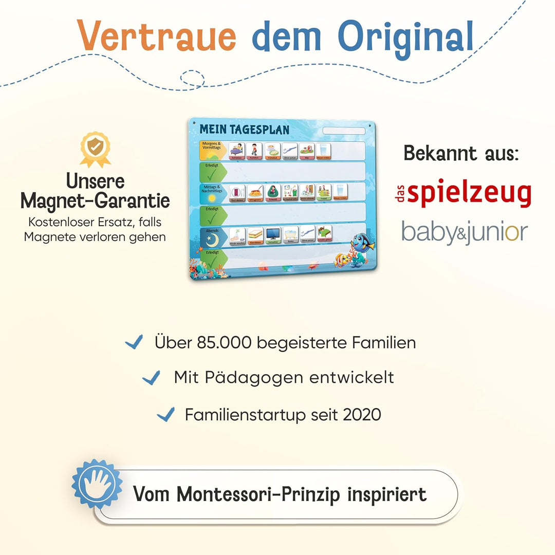 LIKARTO Routine Planer Kinder – [DAS ORIGINAL] – Montessori Aufgabenplaner & Magnettafel – individue