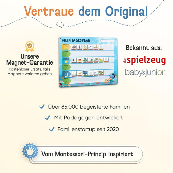LIKARTO Routine Planer Kinder – [DAS ORIGINAL] – Montessori Aufgabenplaner & Magnettafel – individue