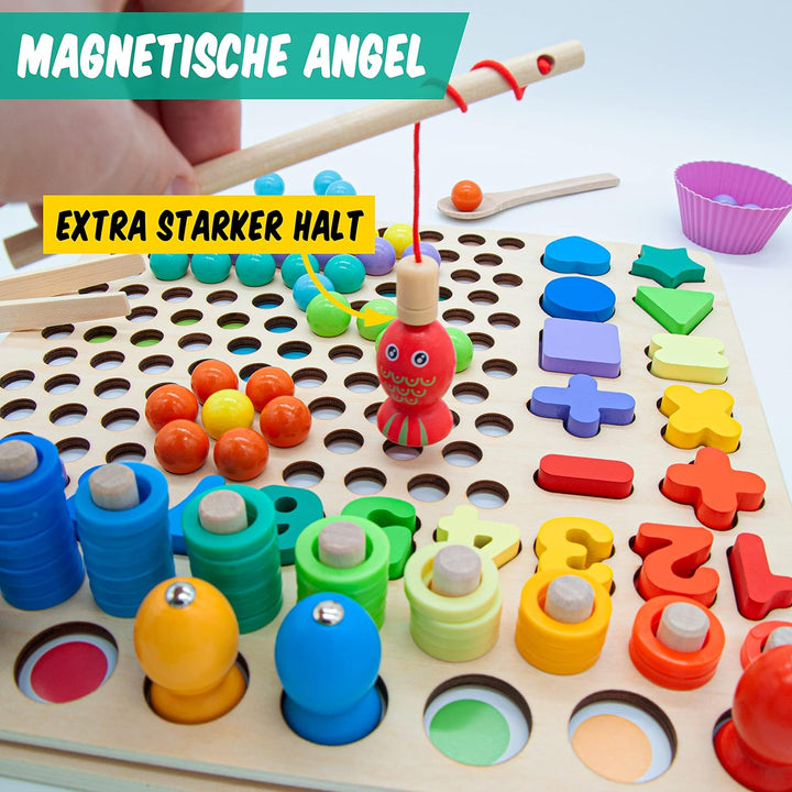 Faerly® Montessori Spielzeug 5-in-1 Angelspiel Holzpuzzle - Pädagogisches Lernspielzeug für Kinder a