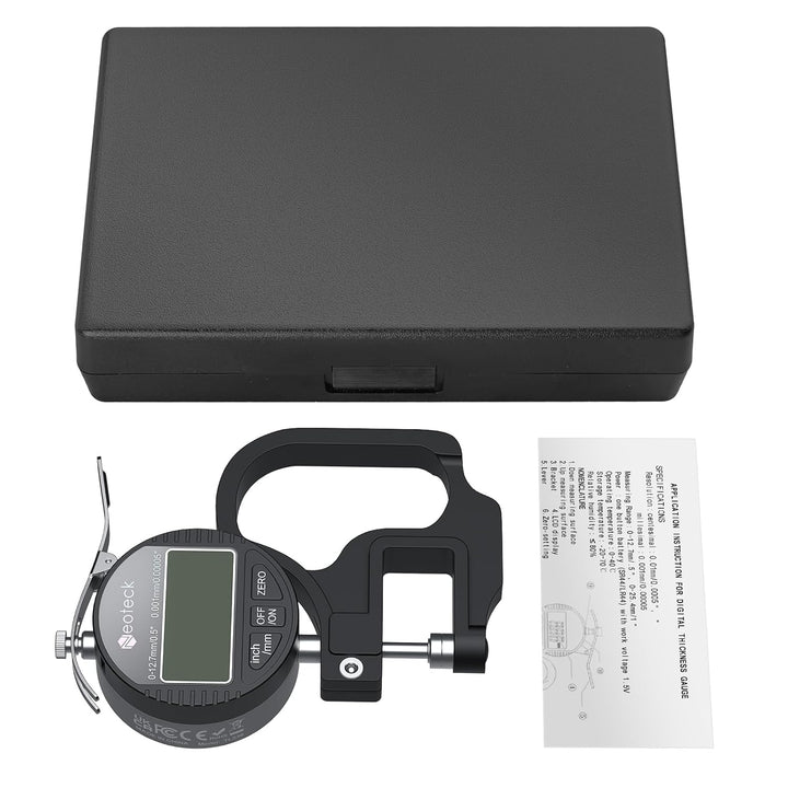Neoteck Tragbarer Digitaler Dickenmessstreifen 0-12,7 mm Messbereich 0,001/0,00005 '' elektronischer