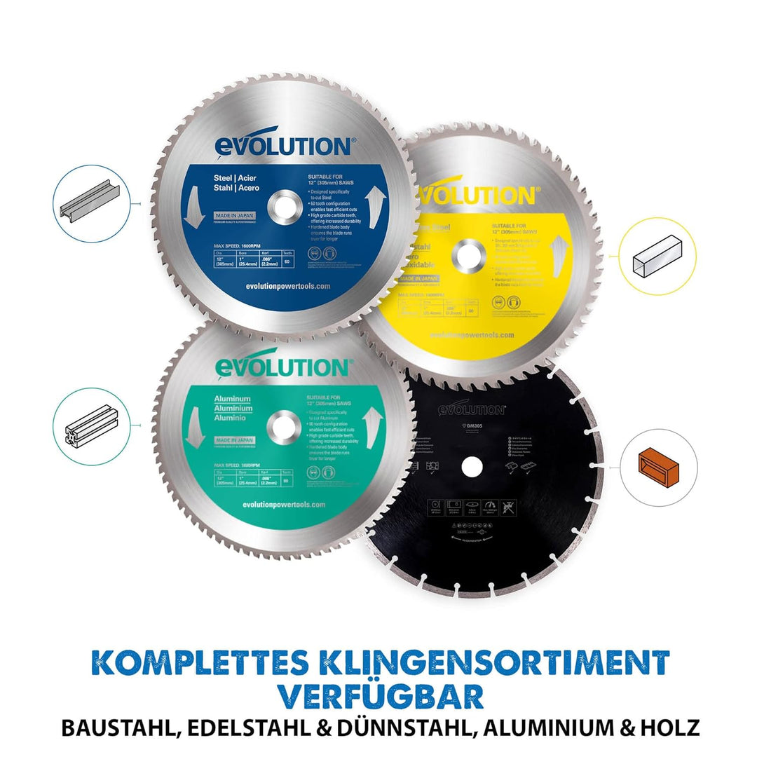 Evolution M305TCT-60CS - 305 mm Sägeblatt zum Sägen von Baustahl - Metall-Sägeblatt mit 60 Zähnen un