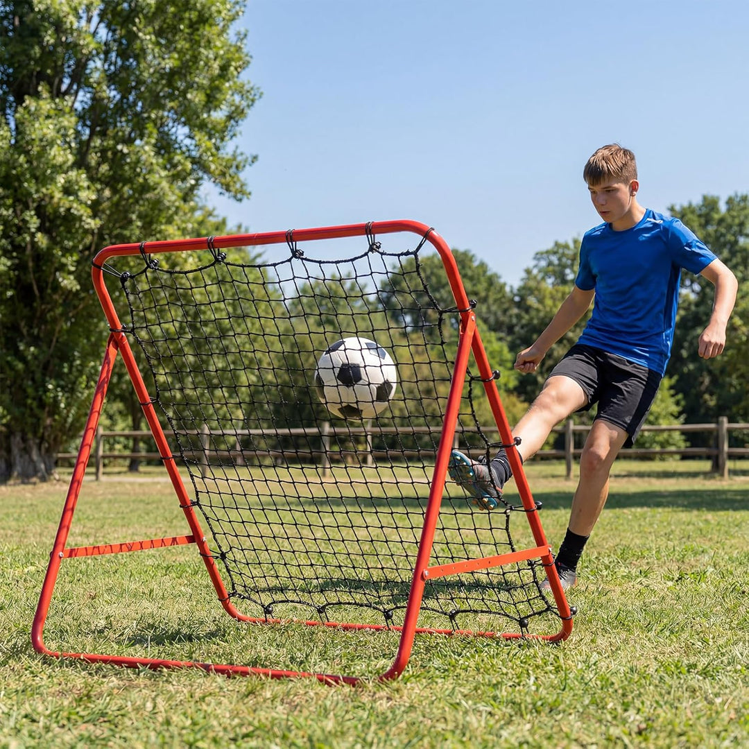 COSTWAY Rebounder für Fussball, 100 x 100 cm Rebound Netz faltbar mit verstellbaren Winkeln, Fussbal
