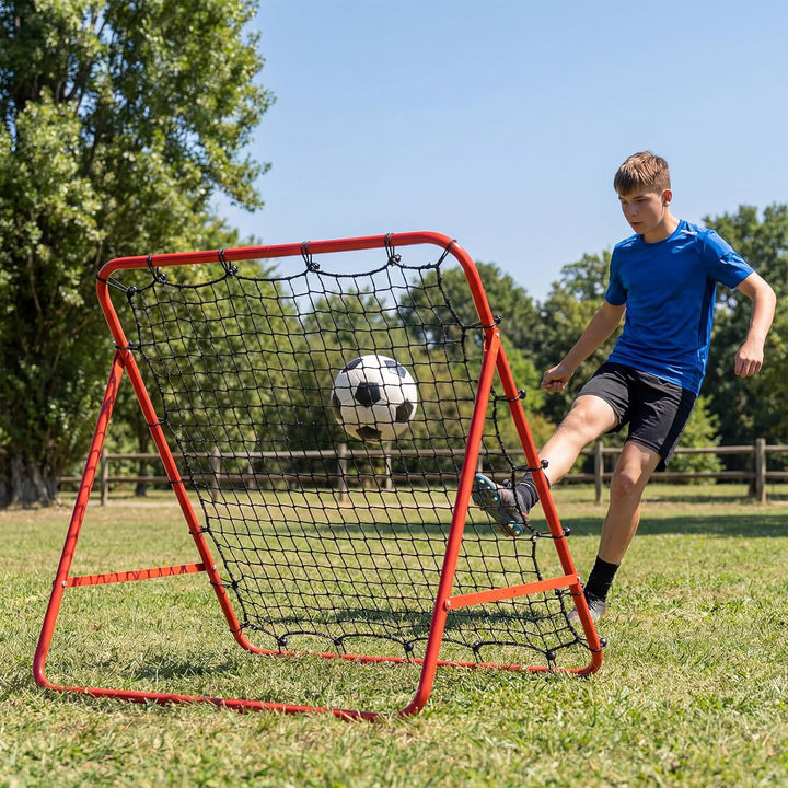 COSTWAY Rebounder für Fussball, 100 x 100 cm Rebound Netz faltbar mit verstellbaren Winkeln, Fussbal