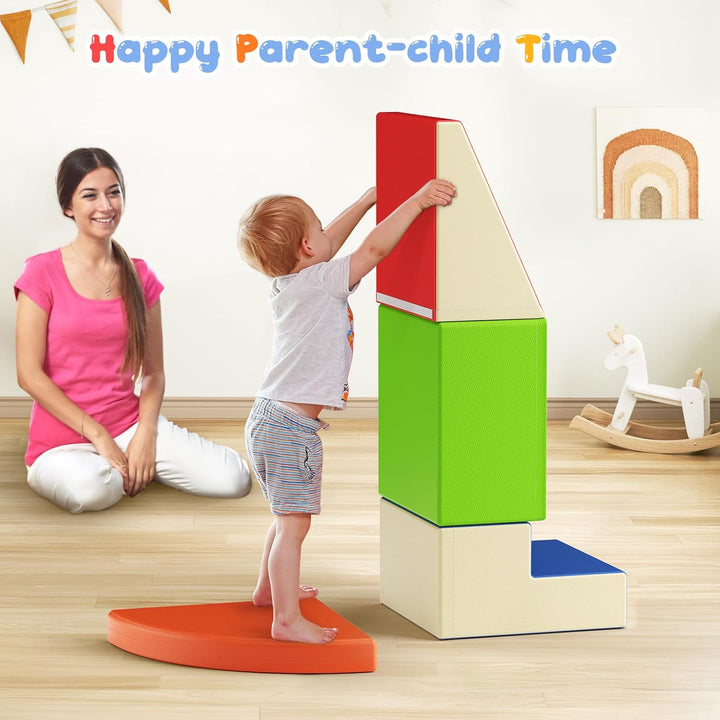 STYPLZ Schaumstoff Bausteine Kinder,Soft Play 4stk Softbausteine Klettern Riesenbausteine Motorik Gr