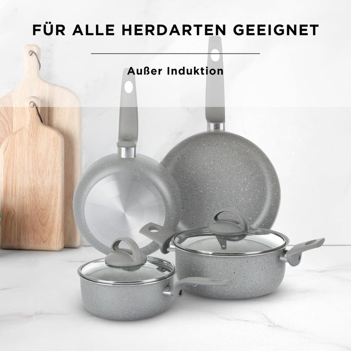 KASANOVA Set Töpfe für traditionelle Kochfelder, antihaftbeschichtetes Töpfe-Set, Kochgeschirr-Set,