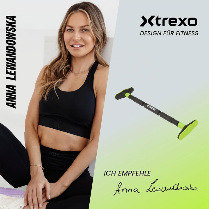 TREXO Klimmzugstange, verstellbare Länge 70–96 cm, grau Aus Stahl Max. Belastung bis 150 kg für Klim