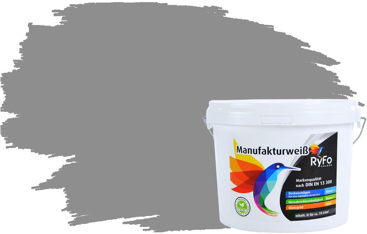 RyFo Colors Bunte Wandfarbe Manufakturweiss Arktisgrau 3l - weitere Grau Farbtöne und Grössen erhält