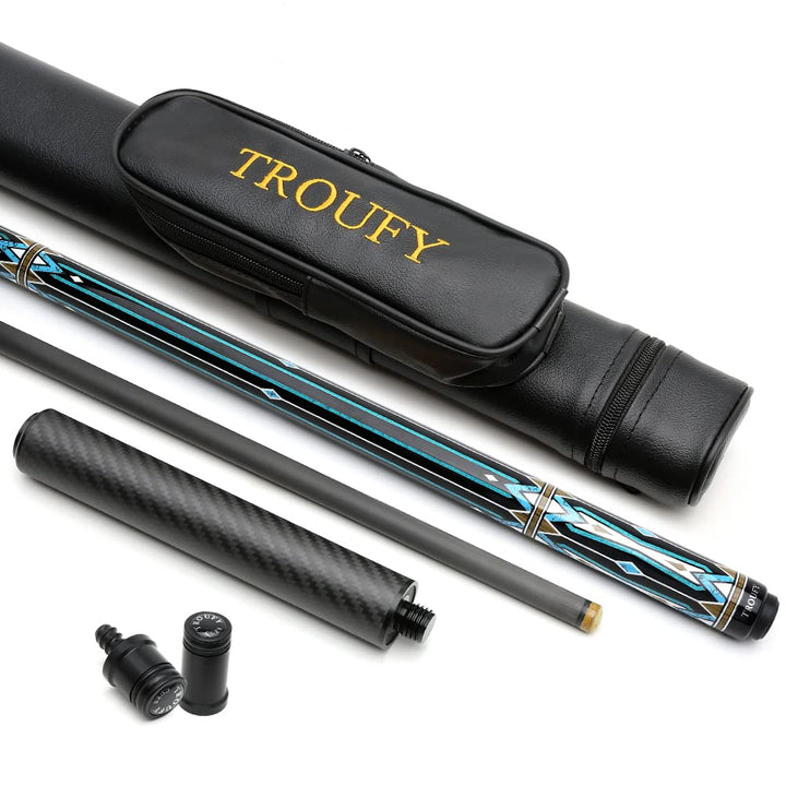 Carbon Fiber Pool Cue 12.5mm Tip 3/8x8 Joint Billiard Stick with Extension,Professional Cue Stick wi
