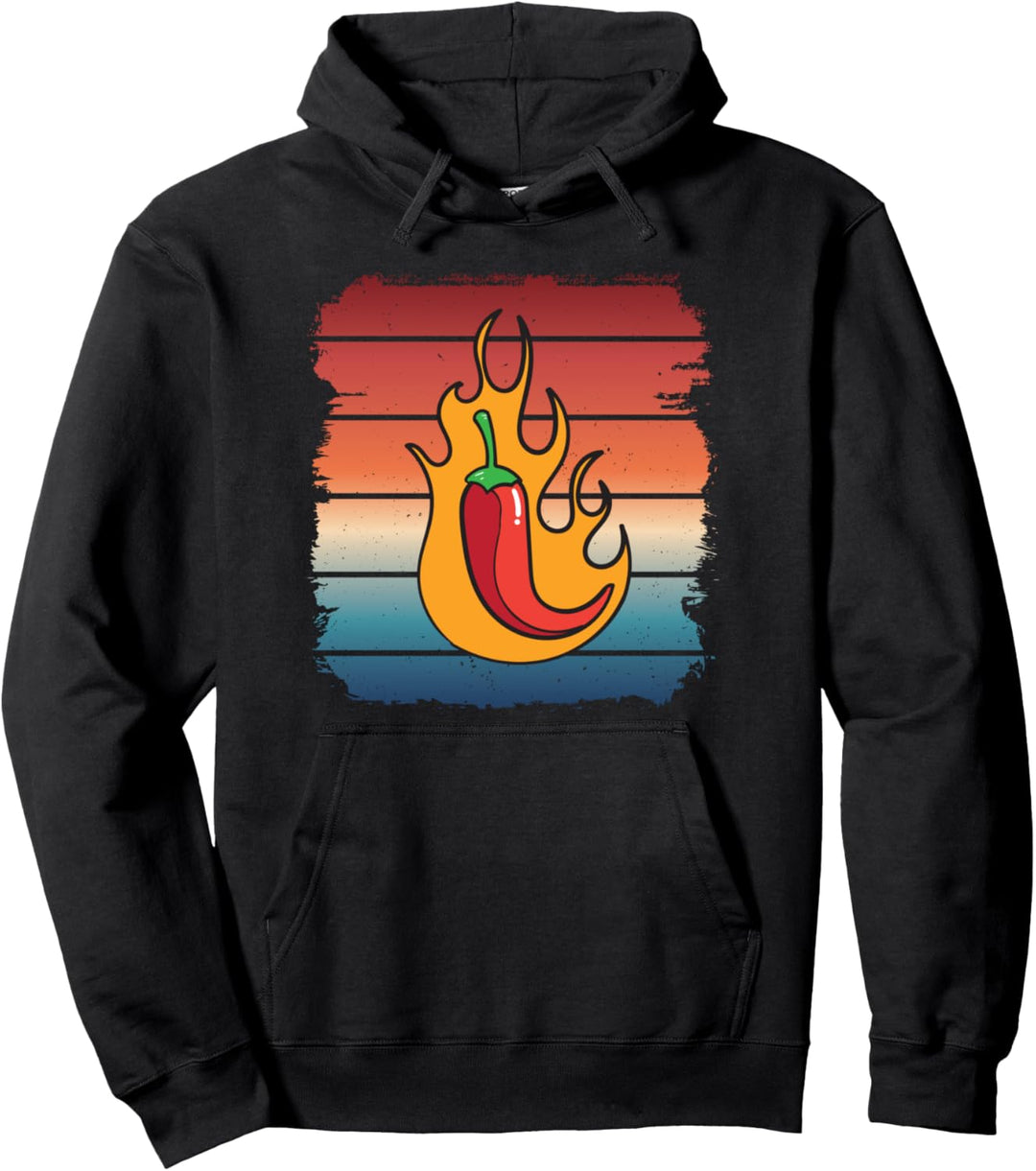 Chili Red Pepper Vintage Chili Spicy Hot Foods Calabrian Pullover Hoodie