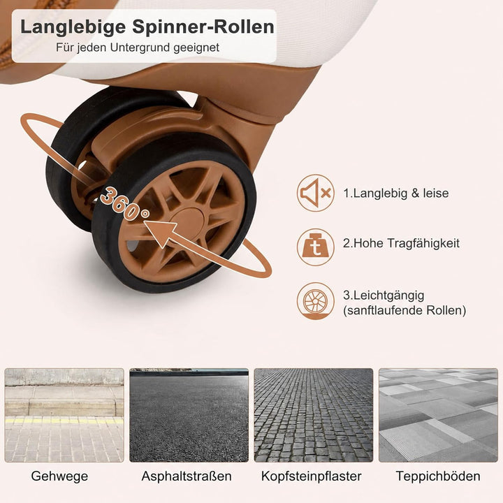 KONO Koffer Reisekoffer Trolley Kofferset 2 Teilig von ABS+PC Hartschalenkoffer mit TSA-Schloss, 4 R