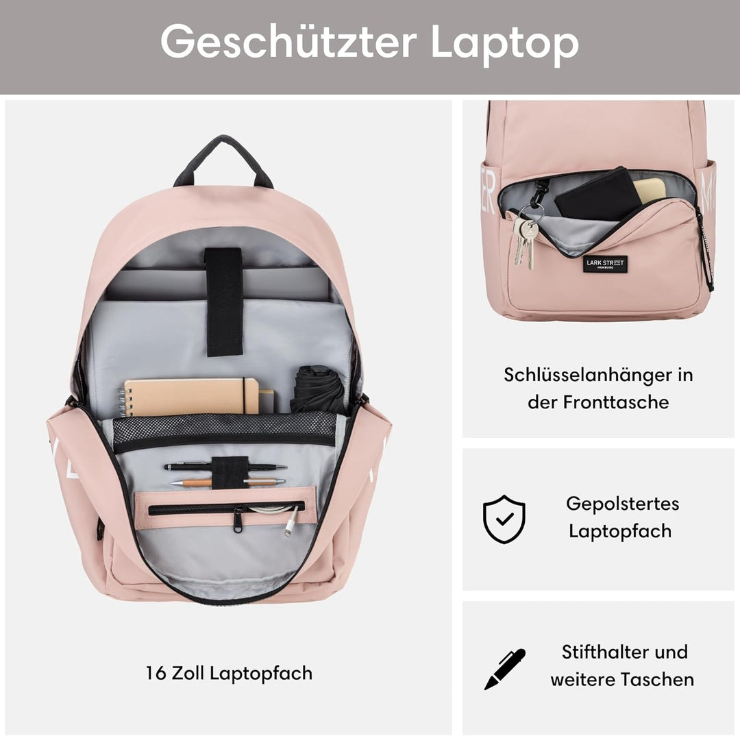 LARKSON Schulrucksack Mädchen & Jungen Teenager - No 3 - Rucksack Damen & Herren für Schule - 16" La