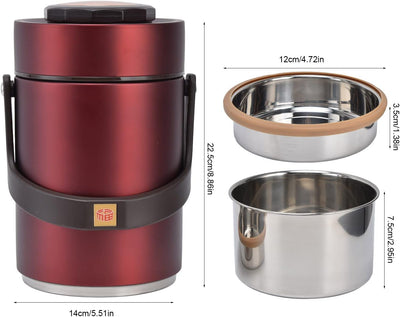 BuyWeek Thermobehälter für Essen, 2000ml Isolierte Lunchbox Edelstahl Warmhaltebehälter Tragbare 3 S