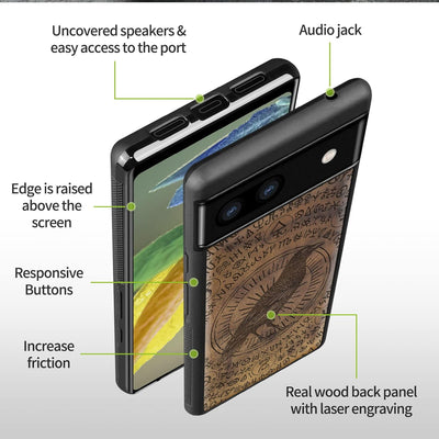 Carveit Handyhülle für Google Pixel 6a Case [Holz und TPU Silikon Hybrid hülle] Stossfeste Stossstan