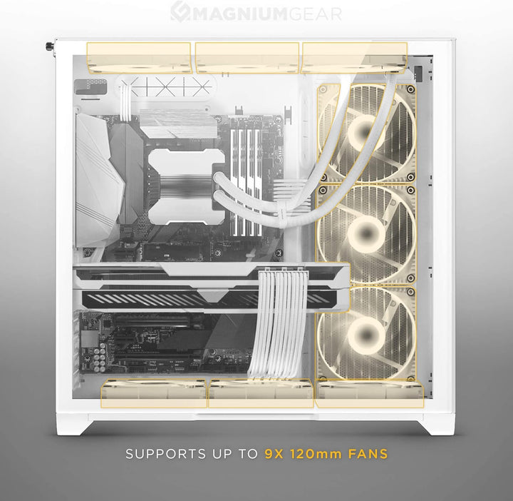 Magniumgear NEO Qube 2 IM, Dual Chamber ATX Mid-Tower, Digital-RGB Infinity Mirror Front Panel, Temp