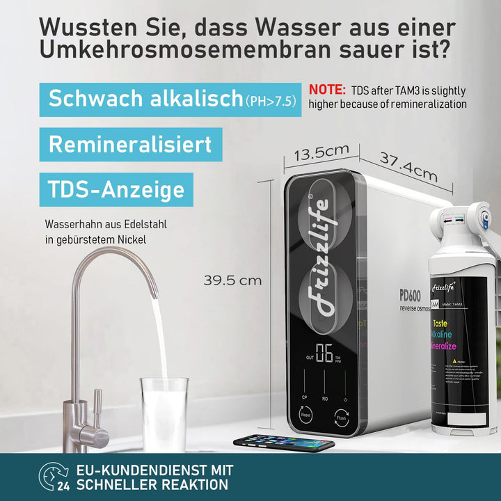 Frizzlife Umkehrosmose-Wasserfiltrationssystem-600 GPD RO -Hochdurchsatz, kein Wassertank, reduziert