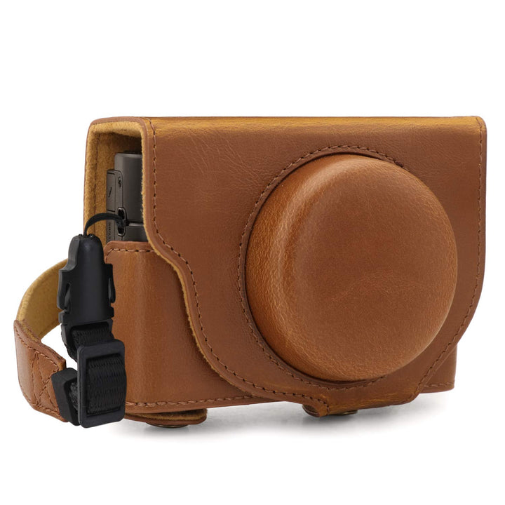 MegaGear MG1732 Ever Ready Leder Kameratasche mit Trageriemen kompatibel mit Sony Cyber-Shot DSC-RX1