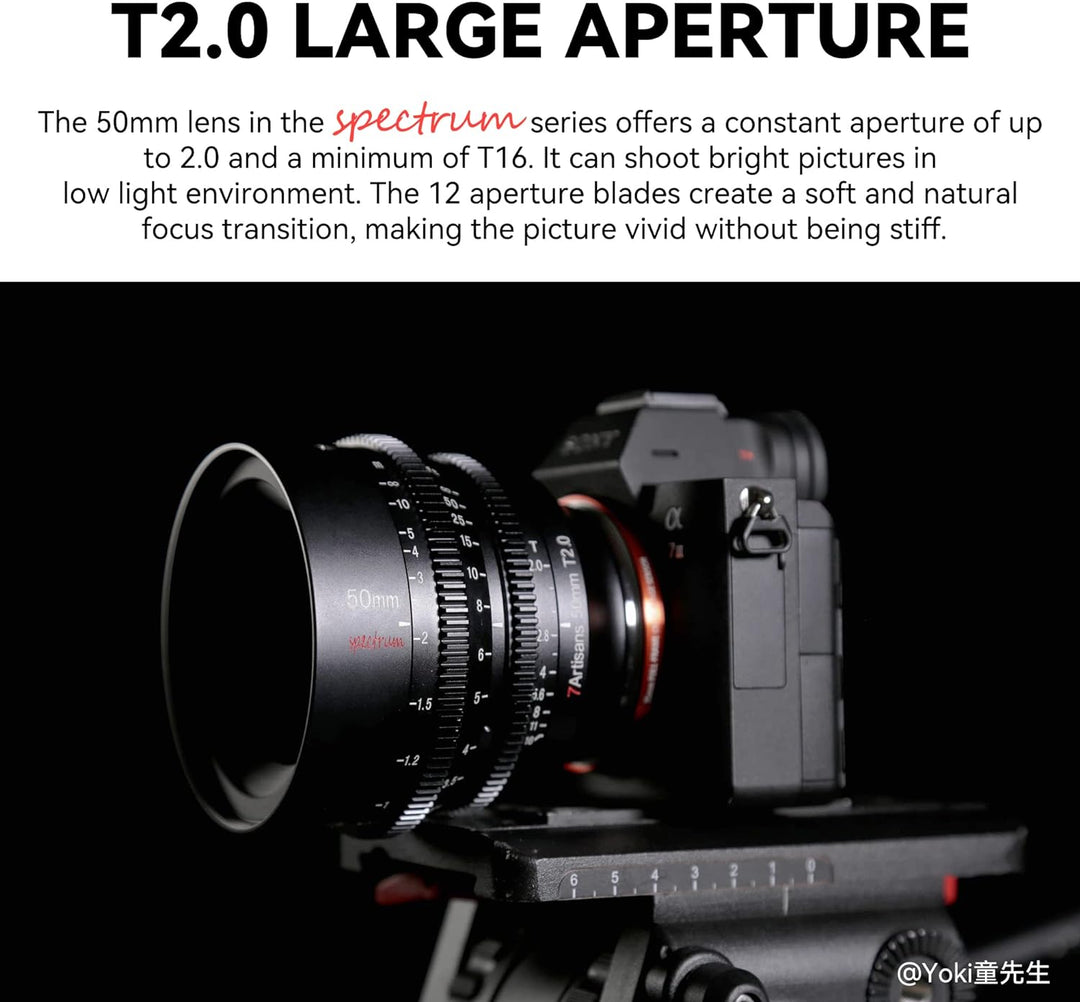 7artisans 50 mm T2.0 grosse Blende, Vollrahmen-Cine-Objektiv, kompatibel mit Nikon Z-Mount, manuelle