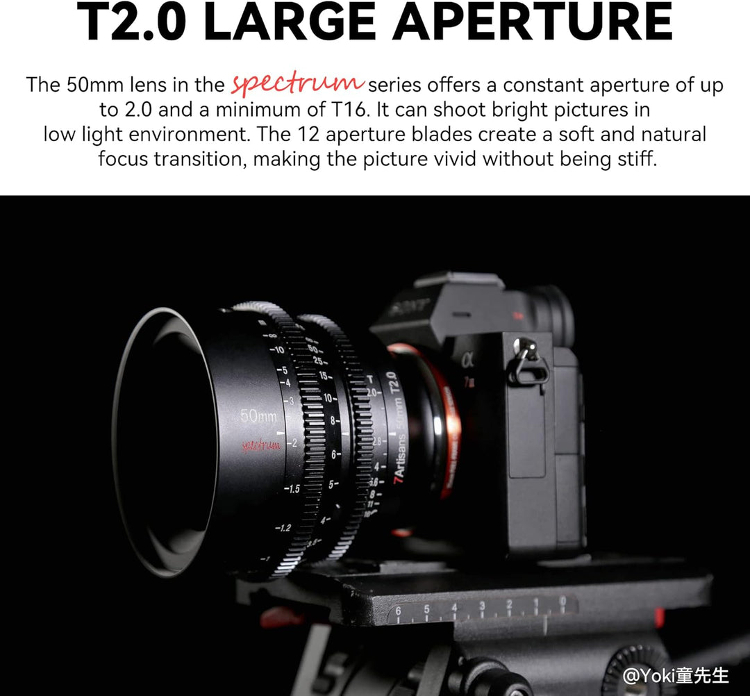 7artisans 50 mm T2.0 grosse Blende, Vollformat-Objektiv, L-Mount, manueller Fokus, geringe Verzerrun