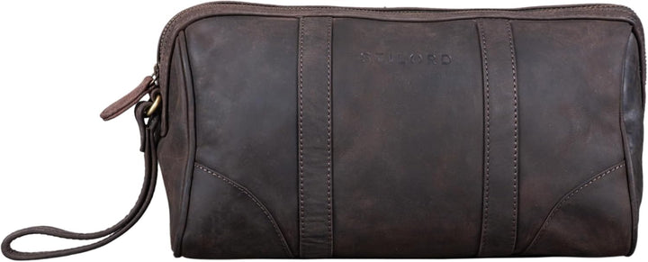 STILORD 'Charles' Kulturtasche Leder Gross Vintage Design für Herren und Damen Kulturbeutel Waschtas