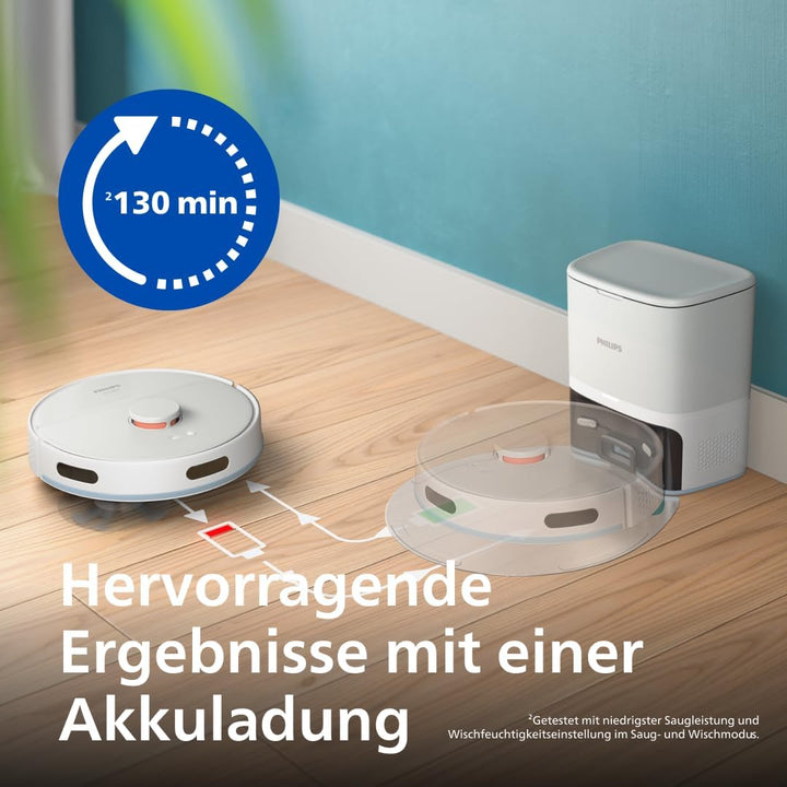 Philips Homerun Serie 2000: 2-in-1 Saug- und Wischroboter, 130 Minuten Laufzeit, Lasernavigation, Te