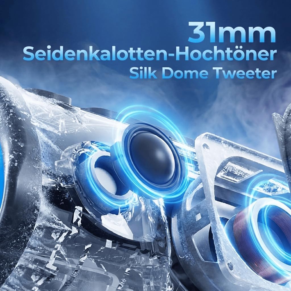 YEAHBOX Sonic Boom POP Bluetooth-Lautsprecher, 50W 1.1-Kanal-Basssystem, Racetrack-Woofers + 31mm Si