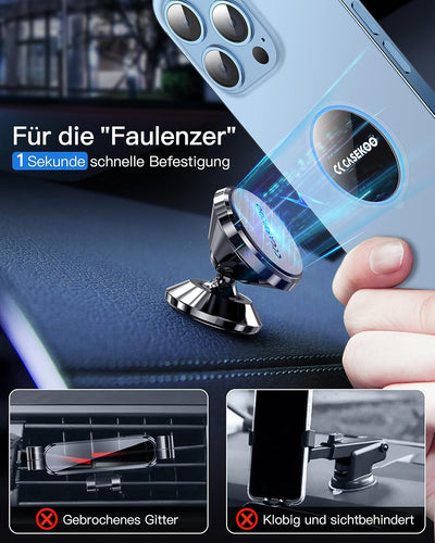 CASEKOO [2023 Neue] Mini Power Handyhalterung Auto Magnet [Nr.1 von Magnetkraft & Fällt Nie ab] 360°