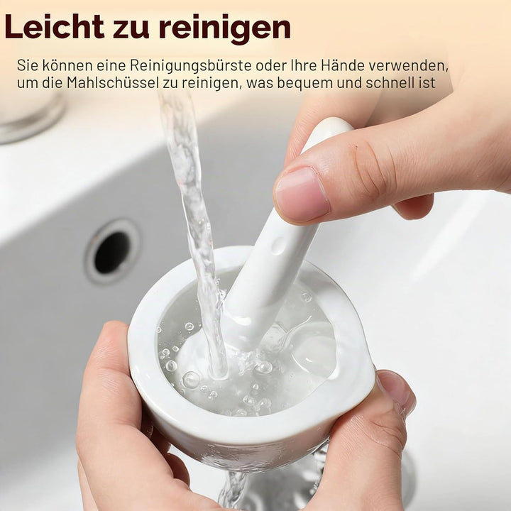 VILLCASE 2 Sets/4 Stück kleiner Porzellanmörser Stössel Set Keramik Kleine Kräuterschale Pesto Pulve