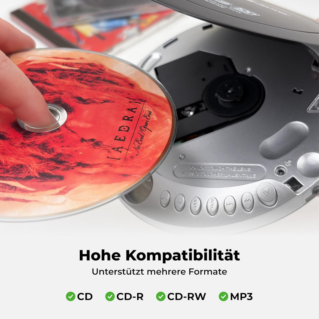 Denver Tragbarer CD-Player DMP-391. Walkman kompatibel mit CDs, CD-R und CD-RW CD-RW. Anti-Schock-Fu