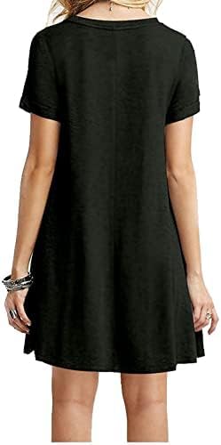 MOLERANI Damen Sommerkleider Casual T-Shirt Kurzarm Strandkleid Loose Swing Damenkleid S Schwarz, S