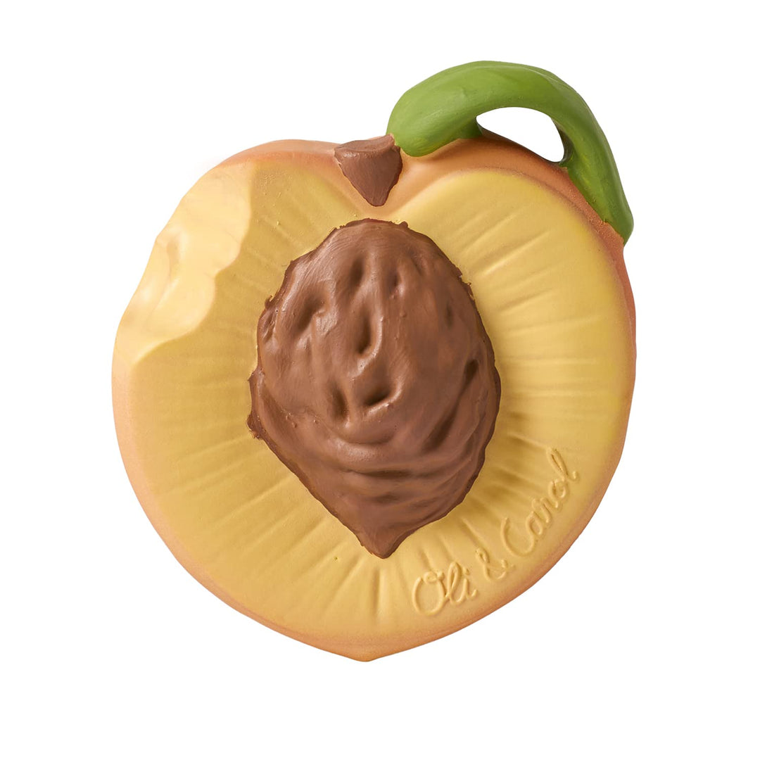 Oli & Carol Baby-Beissring aus Naturkautschuk – Geschenk für Babys 0–3 6 Monate, 1 Jahr – Palm Peach