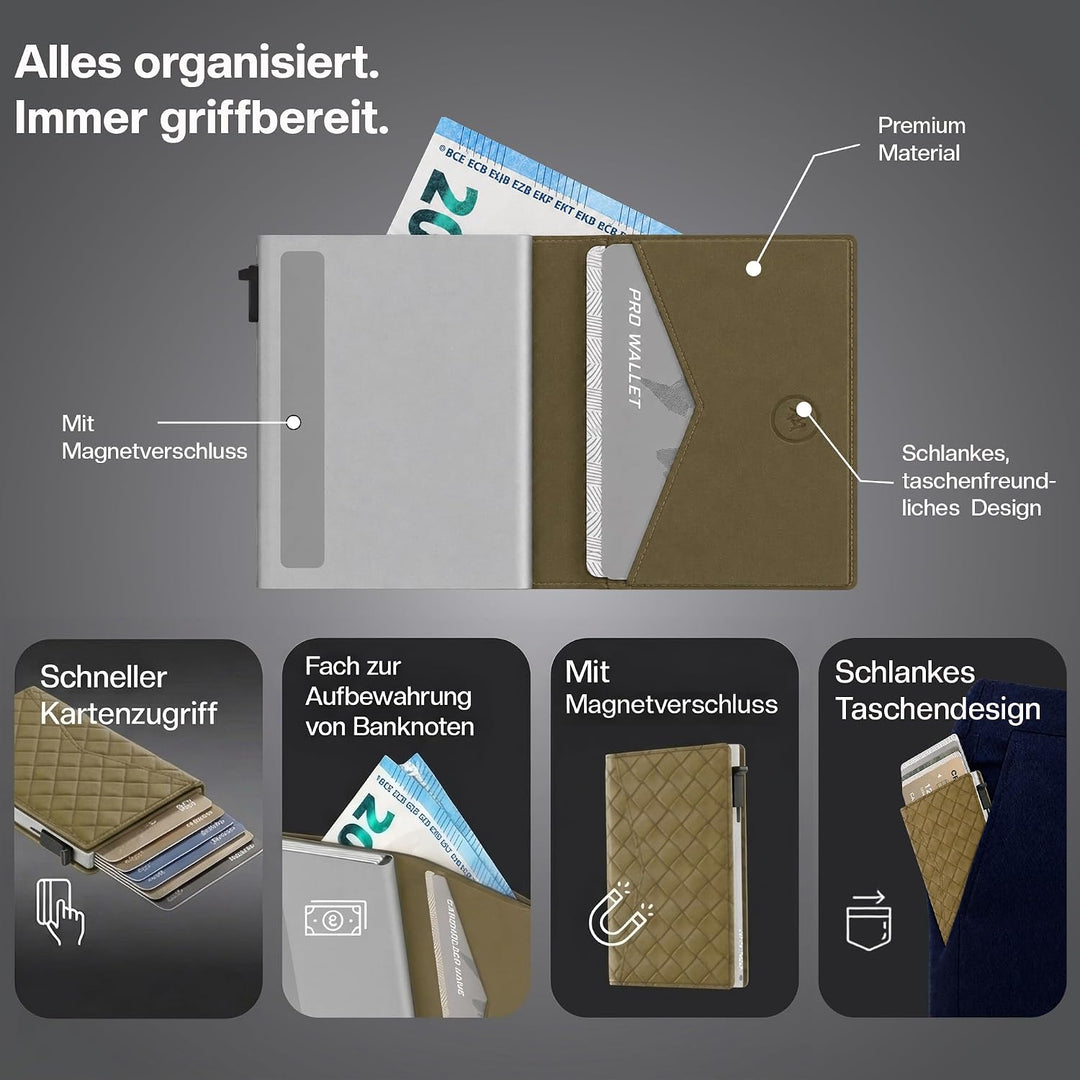 ProWallet Slim 6,7cm, 10,5cm, 1,4cm Grün Gewebt, 6,7cm, 10,5cm, 1,4cm Grün Gewebt