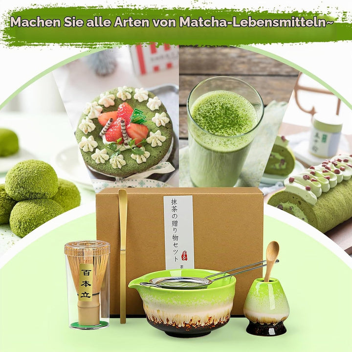 Simsky Matcha set, Japanisches Tee-Set, Matcha-Schale, Schaufel, Sieb, Matcha-Besenhalter, Matcha-Be