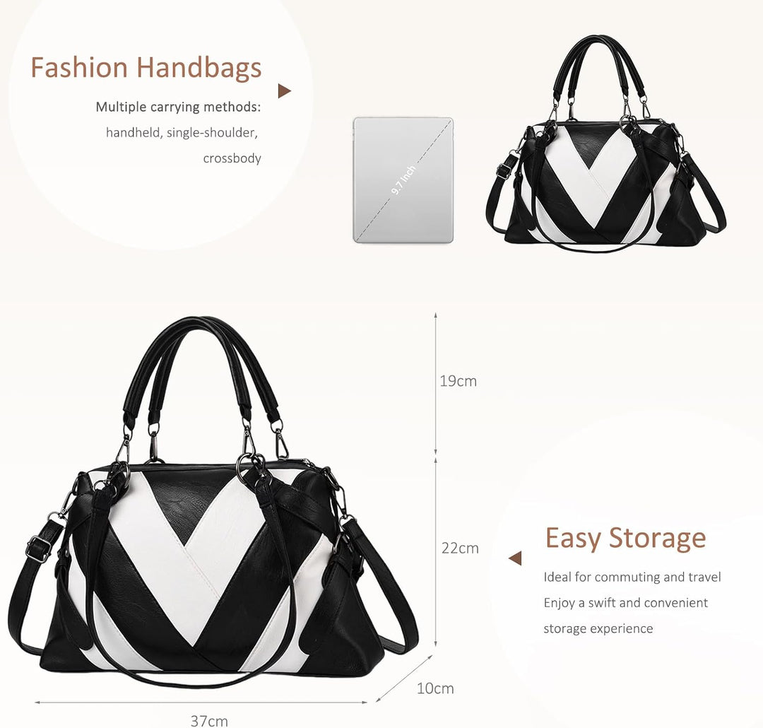 NICOLE & DORIS Handtaschen für Damen Modern Henkeltasche Schultertasche Weiche PU Leder Umhängetasch