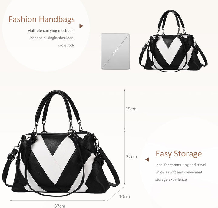 NICOLE & DORIS Handtaschen für Damen Modern Henkeltasche Schultertasche Weiche PU Leder Umhängetasch