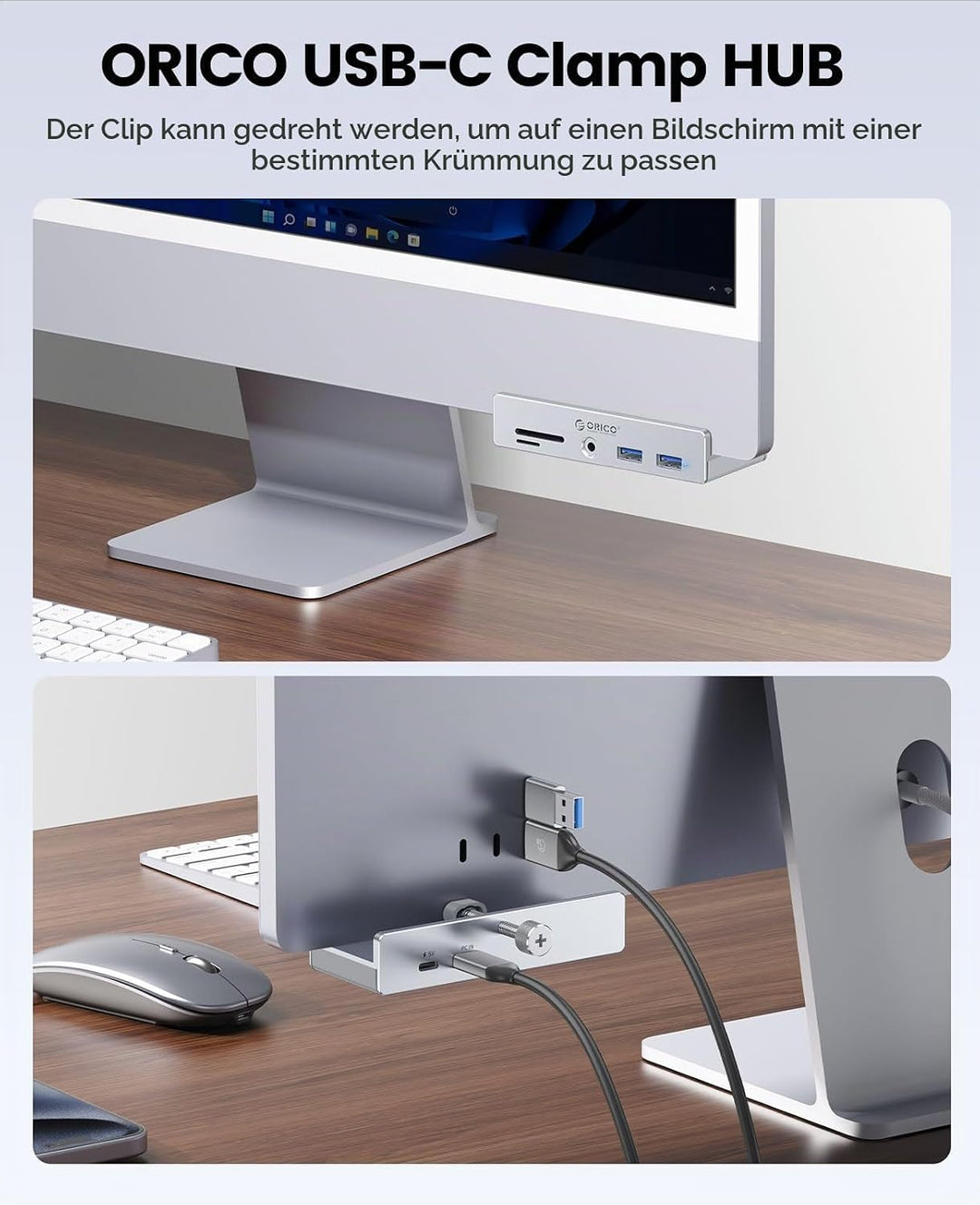 ORICO USB Hub 3.0 Mit SD/TF Kartenleser - 5 in 1 Verteiler Mit 2 USB-A Ports, 3.5 mm Audio, 5Gbps -
