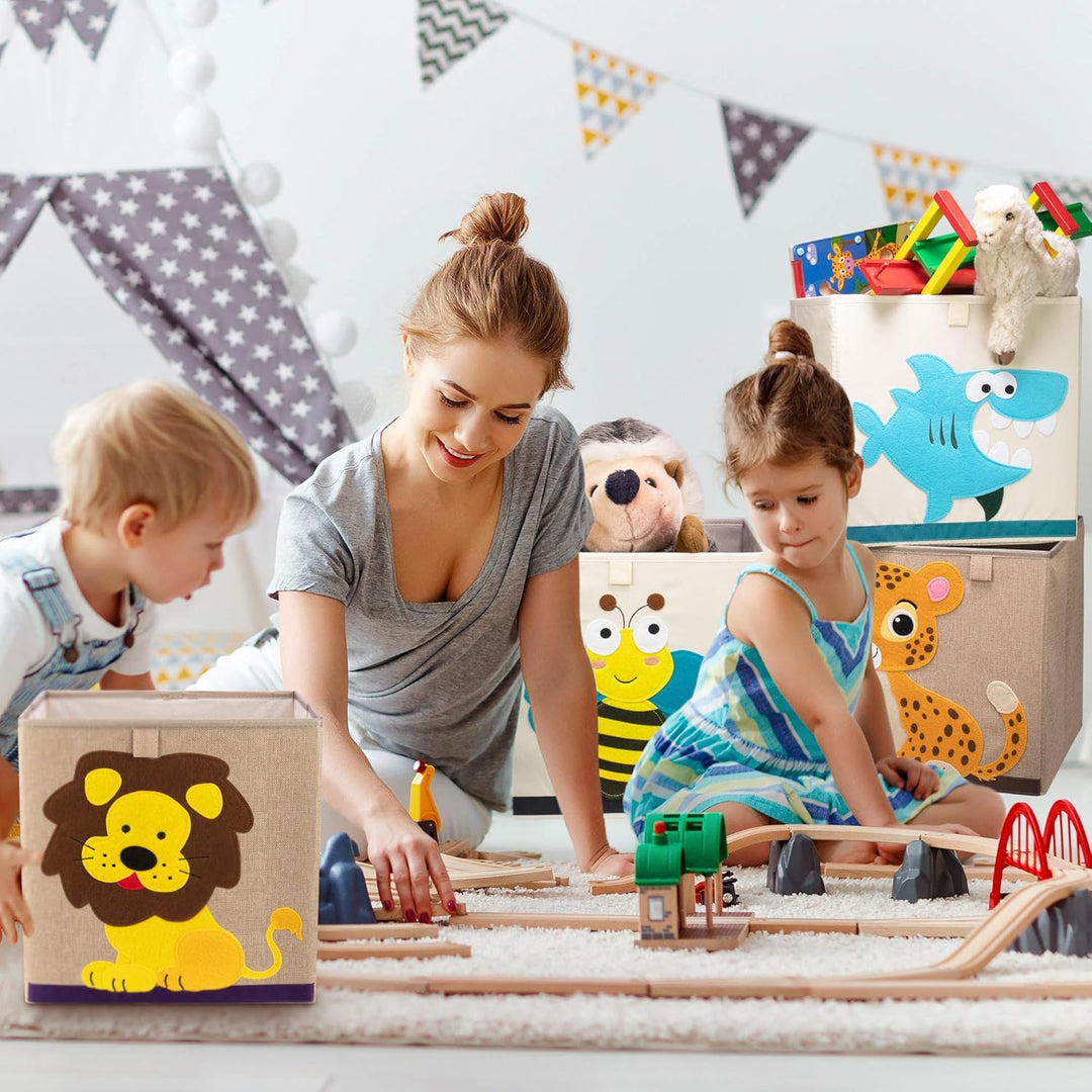 Aufbewahrungsbox Kinder mit Hund Motiv I Spielzeugbox mit Tiermotiv passend für Würfelregale I Ordnu