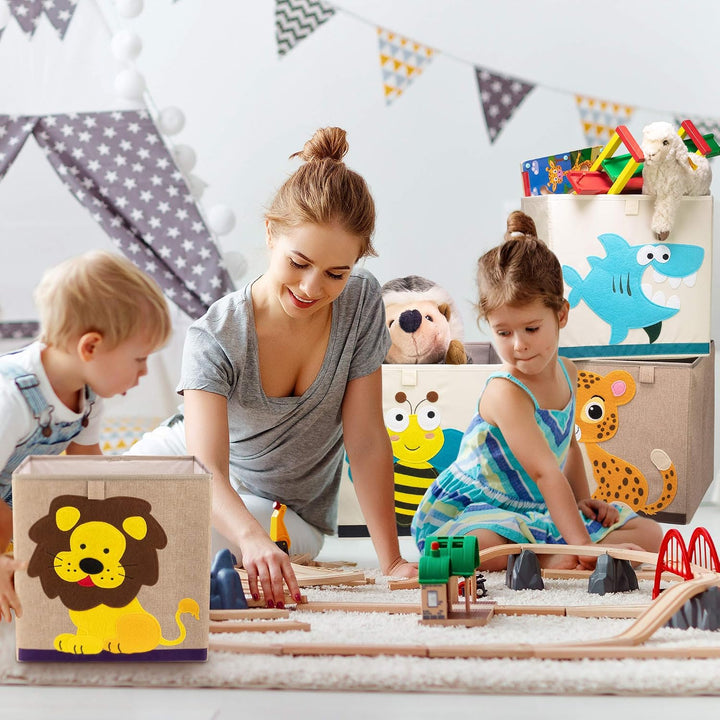 Aufbewahrungsbox im 3er Set Krebs, Hai und Koala I Dreierpack Spielzeugbox mit Tiermotiv passend für