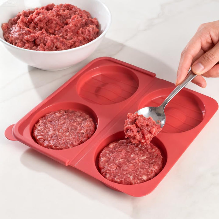 Burgerpresse, Patty Gefrierbehälter, BPA-frei, antihaftbeschichtet, für Grillen, BBQ und Meal Prep,
