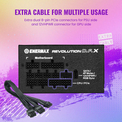 ENERMAX Revolution D.F. X ARGB ATX3.0 PCI-e 5.0 Kompakt Gaming&Streaming PC Netzteil 850W 80Plus Gol