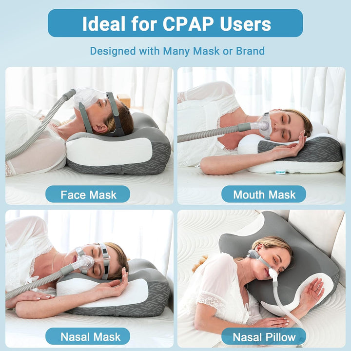 Elviros Memory Foam CPAP-Kissen, Ergonomisches Höhen- und Härteverstellbares Nackenkissen für CPAP-A