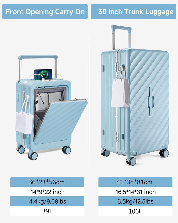 Sea choice Kofferset 2 Teilig Hartschale Trolley Handgepäck mit Laptopfach und Grosse Kapazität 30in