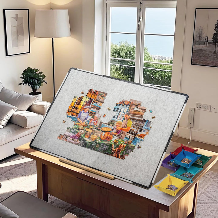 Tektalk 2000 Pieces Foldable Jigsaw Puzzle Board, Felt Puzzle Mat with Non-Slip Surface & 6 Colored