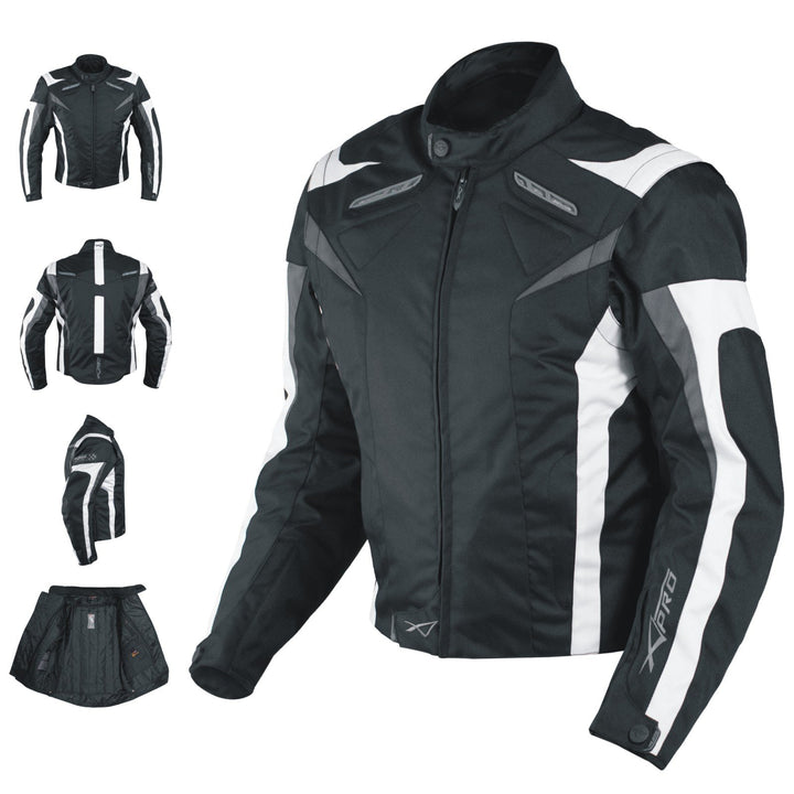 Motorradjacke CE Protektoren Sport Textil Motorrad Thermofutter Weiss L
