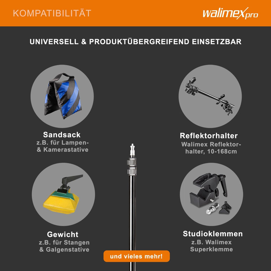 Walimex pro WT-803 Lampenstativ 208cm - kompaktes leichtes Lichtstativ aus Aluminium, Höhe max. 208