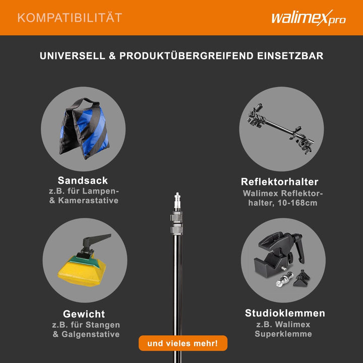 Walimex pro WT-803 Lampenstativ 208cm - kompaktes leichtes Lichtstativ aus Aluminium, Höhe max. 208