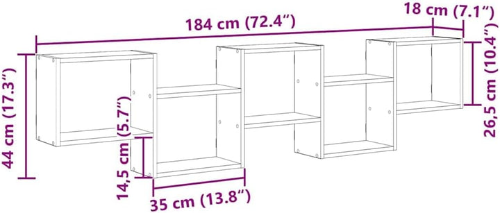 vidaXL Würfelregal 5 Fächer Artisan-Eiche Holzwerkstoff, Regal, Wandregal, Würfelregal Wandmontage,
