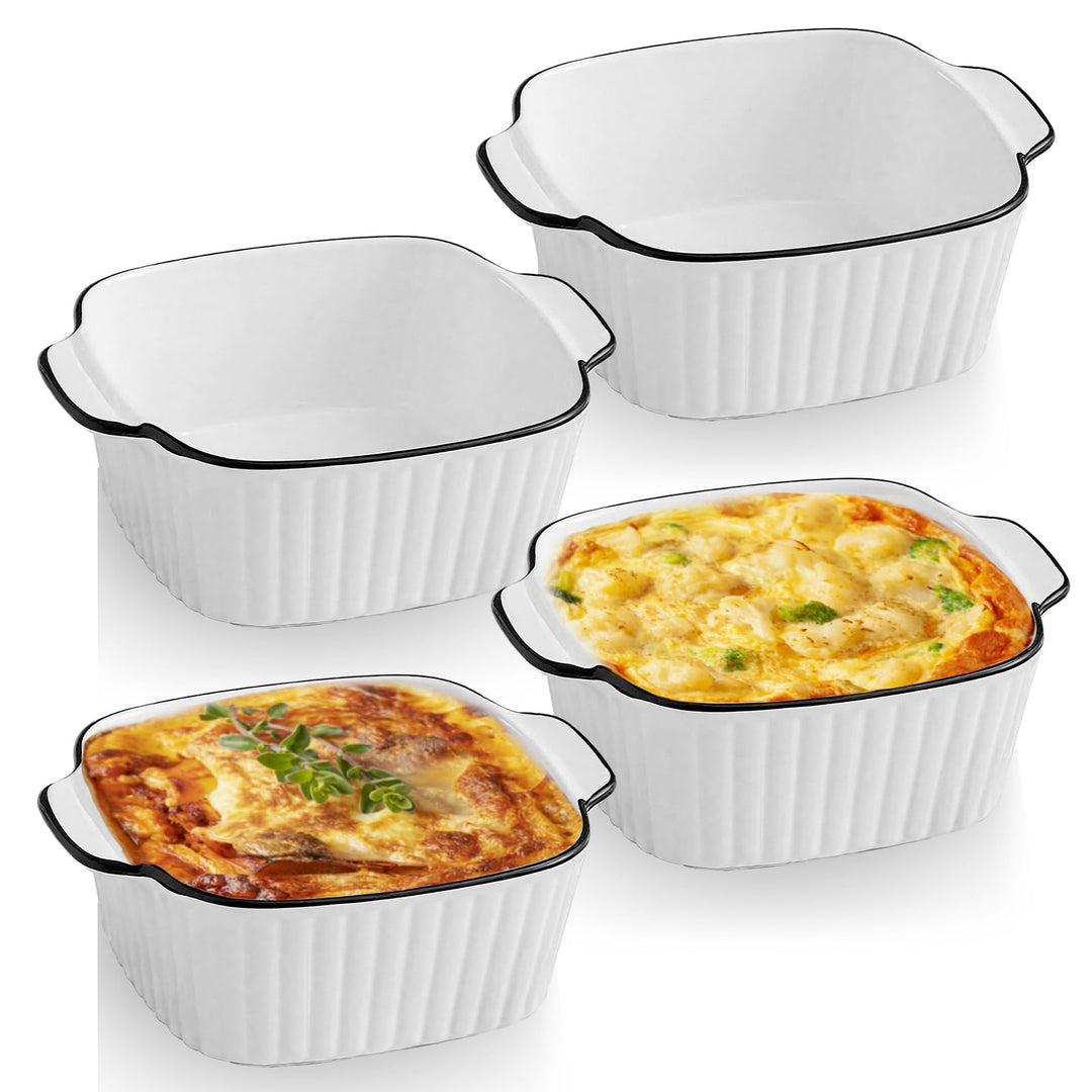 IIRC Kleine Auflaufform Keramikm 4er Set, Mini Auflaufformen Set, Lasagne Auflaufform Klein für Back